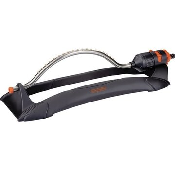 Black+Decker BLACK+DECKER Arroseur de pelouse - 19 trous - 58.5 x 19.5 x 10.5 CM - Arroseur de jardin pivotant - Noir/Orange