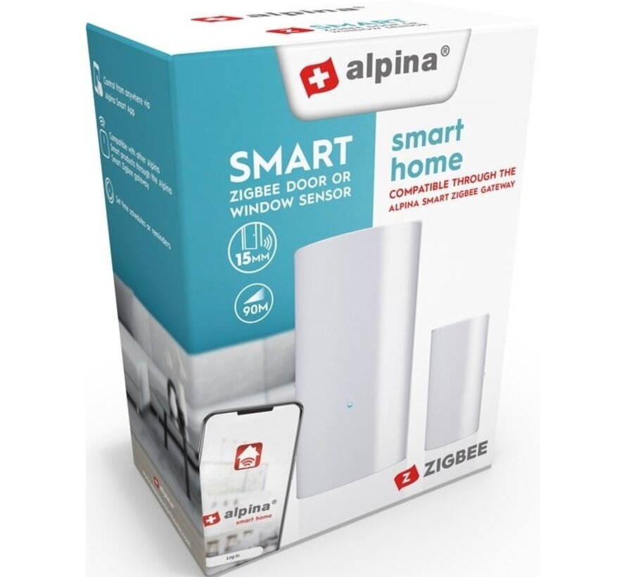 alpina Smart Home - Détecteur de porte et fenêtre - Détecteur de mouvement - Horaires - Rappels - alpina Smart Home App - Blanc