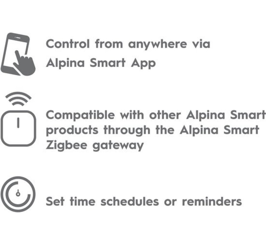 alpina Smart Home - Détecteur de porte et fenêtre - Détecteur de mouvement - Horaires - Rappels - alpina Smart Home App - Blanc