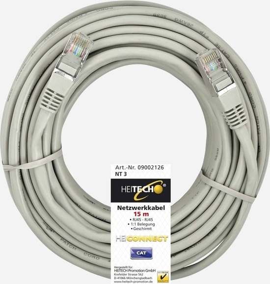Heitech Cat5e, 15m câble réseau Beige