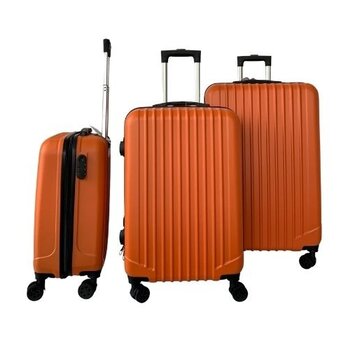 Hoffmanns Hoffmanns Set de valises 3 pièces INCL Serrure à chiffres - 76x52x30cm - Travelline Orange - Roues 360 degrés