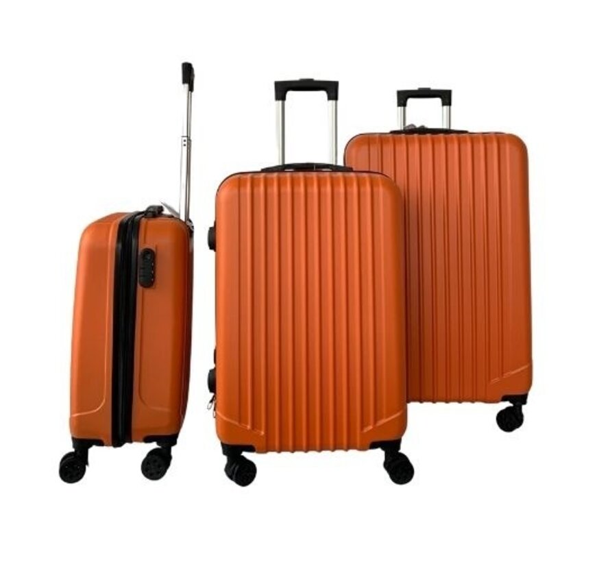 Hoffmanns Set de valises 3 pièces INCL Serrure à chiffres - 76x52x30cm - Travelline Orange - Roues 360 degrés