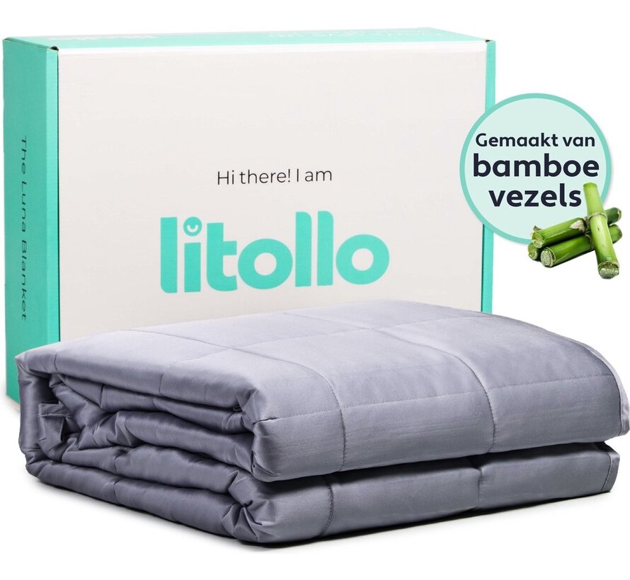 Litollo Weighted Blanket 8 kg - Couverture lestée - matériau durable en bambou - gris - 150x200cm