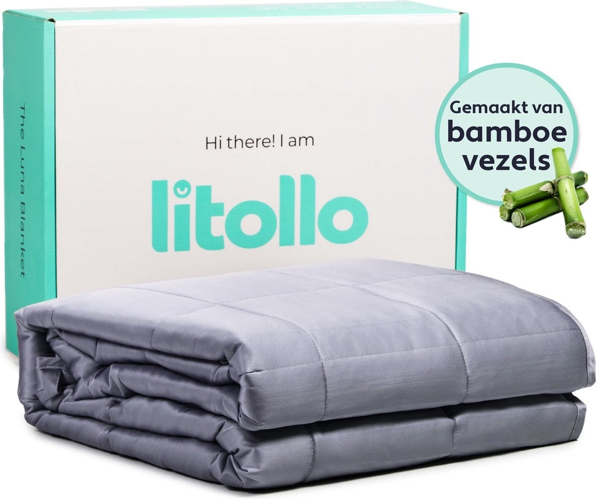 Litollo Weighted Blanket 8 kg - Couverture lestée - matériau durable en bambou - gris - 150x200cm