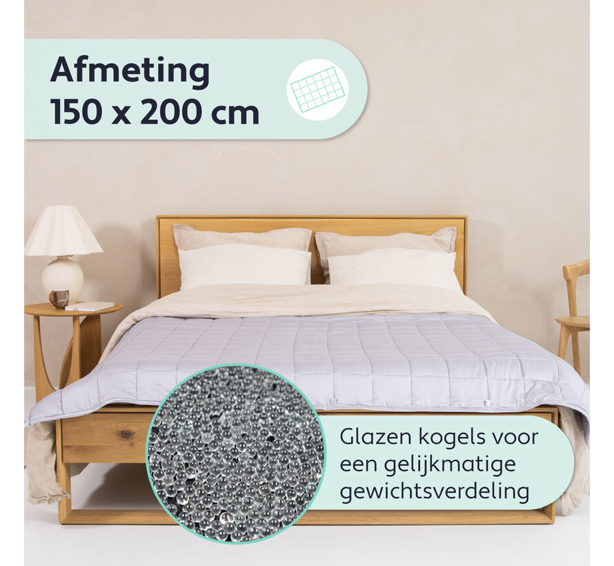 Litollo Weighted Blanket 8 kg - Couverture lestée - matériau durable en bambou - gris - 150x200cm