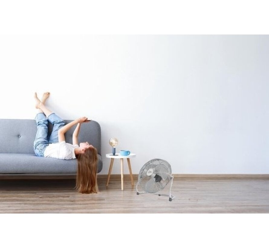 SUNTEC CoolBreeze 3500 BV Chrome - Ventilateur de sol - Machine à vent - Idéal pour la chambre à coucher, le bureau, la maison, le balcon ou la terrasse