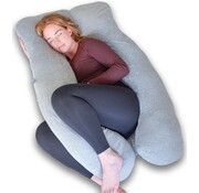 Ella Ella® Maternity Pillow XXL U-Shape - Coussin d'allaitement - Coussin de sommeil en soie - Coussin de corps - Enveloppe amovible en jersey de coton - 140x80cm - Gris clair