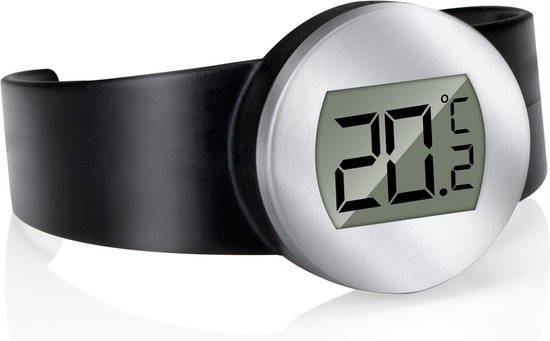 alpina Thermomètre à vin - Placement autour de la bouteille de vin - Convient à toutes les bouteilles de vin - acier inoxydable - Noir/Argent
