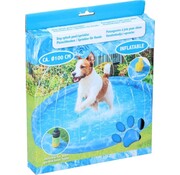 MAXXPRO Tapis d'eau pour chien - Ø100 CM - Tapis de bain et de refroidissement pour chien - avec arroseurs - s'adapte à pratiquement tous les tuyaux d'arrosage - PVC - Bleu