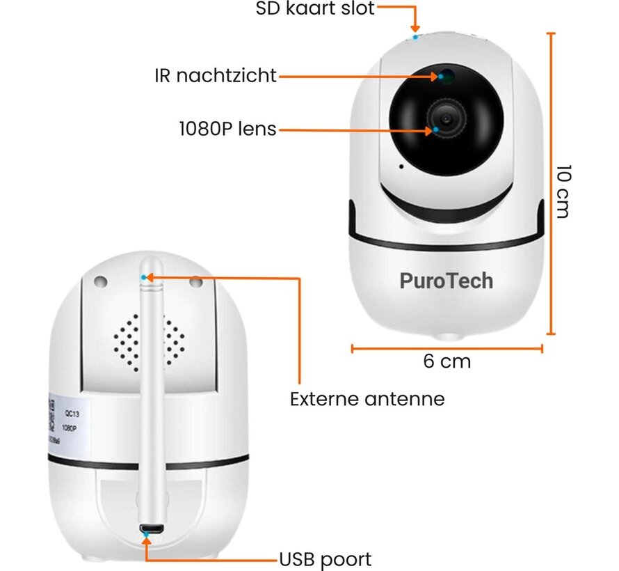 Caméra de sécurité - Caméra IP pour animaux - Audio bidirectionnelle - Détection de mouvement et de son - Vision nocturne - Sans fil - Caméra pour chiens - Stockage dans le nuage ou l'application