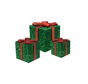 3 boîtes cadeaux lumineuses avec Led - Vertes - 15cm, 20cm, 25cm
