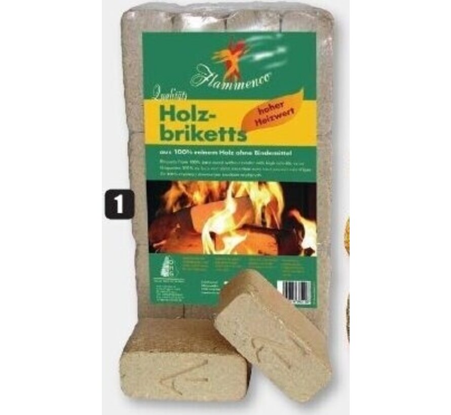 Flammenco Briquettes de bois - 12 pièces - 10kg - 100% bois