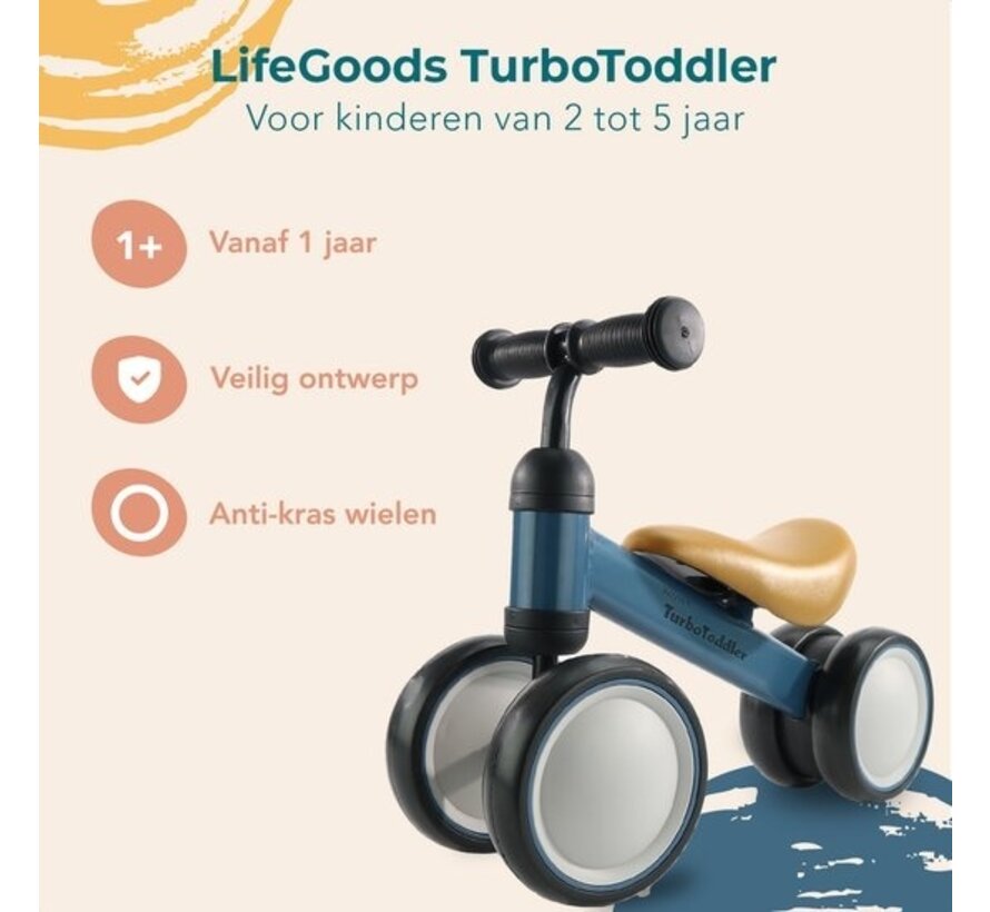 LifeGoods TurboToddler Balance Bike - Jouets à partir de 1 an - Scooter pour enfants - Bleu marine