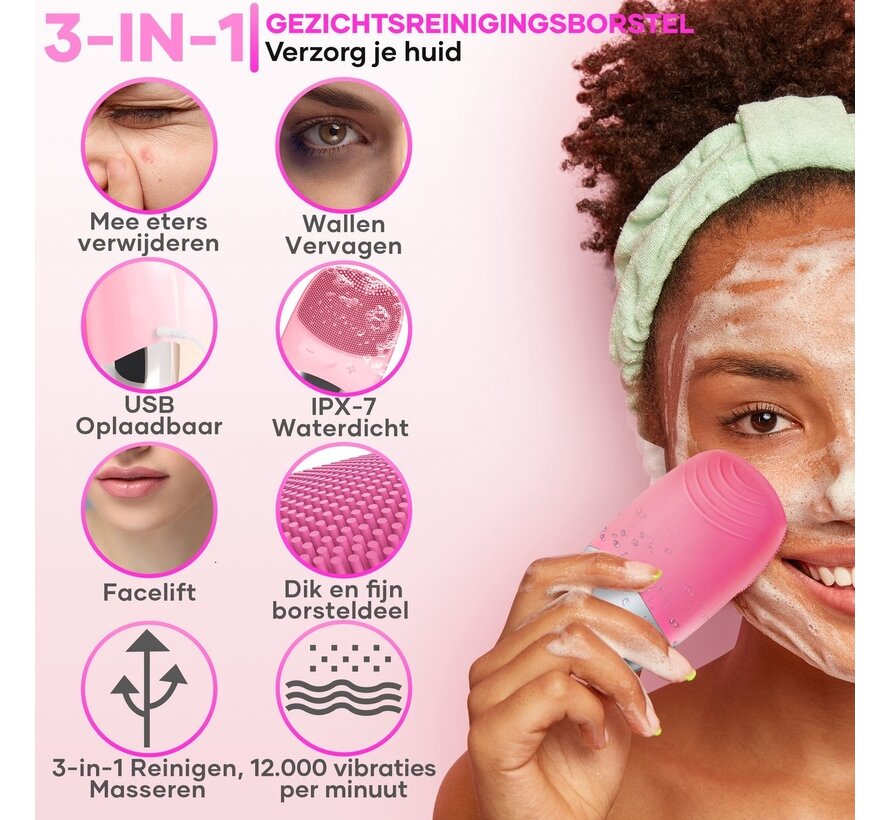 MoreWomen® - Nettoyeur de visage électrique - Brosse pour le visage - Exfoliant pour le visage - Imperméable à l'eau