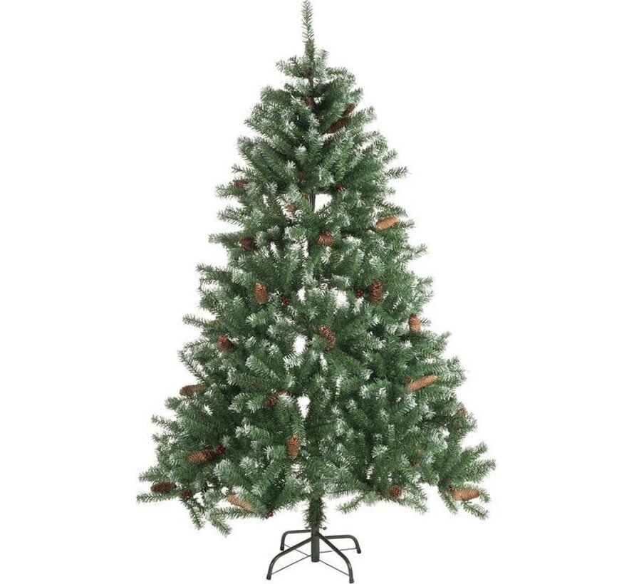 Cadeaux de Noël Arbre de Noël artificiel - Epicéa avec pommes de pin - Décoration de Noël pour l'intérieur - 1024 Tops - 210 cm - Vert