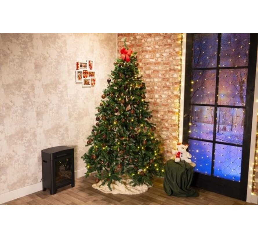 Cadeaux de Noël Arbre de Noël artificiel - Epicéa avec pommes de pin - Décoration de Noël pour l'intérieur - 1024 Tops - 210 cm - Vert