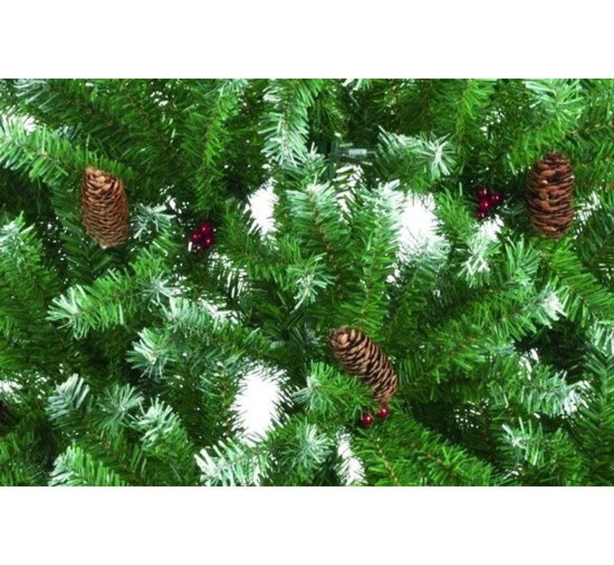 Cadeaux de Noël Arbre de Noël artificiel - Epicéa avec pommes de pin - Décoration de Noël pour l'intérieur - 1024 Tops - 210 cm - Vert