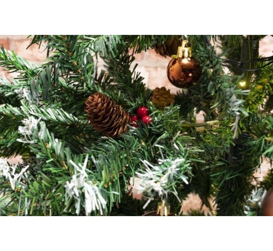 Cadeaux de Noël Arbre de Noël artificiel - Epicéa avec pommes de pin - Décoration de Noël pour l'intérieur - 1024 Tops - 210 cm - Vert