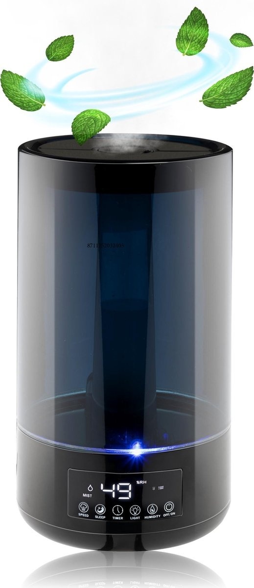 Humidificateur d'air - Grundig - Diffuseur d'arômes - Humidificateur avec hygromètre - Capacité 4.3L - Noir