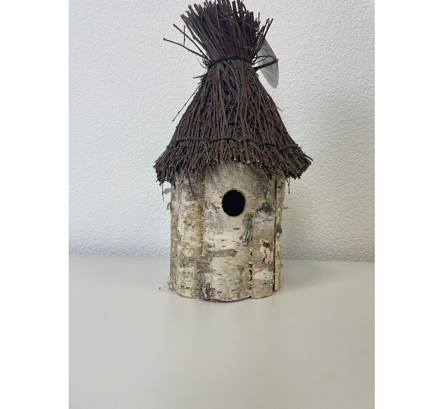 PATKAR Maison d'oiseau en bouleau avec toit infirme 20x38 cm