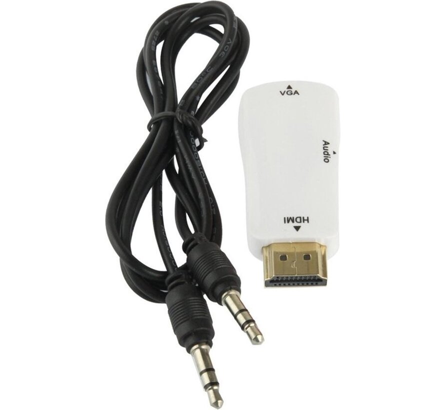 Adaptateur HDMI vers VGA avec audio - Câble HDMI vers VGA avec audio - Full HD 1080p - Blanc