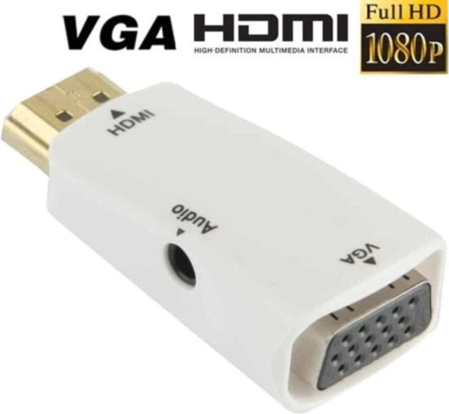 Adaptateur HDMI vers VGA avec audio - Câble HDMI vers VGA avec audio - Full HD 1080p - Blanc