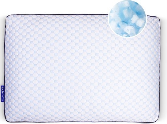 Oreiller en mousse à mémoire de forme Soulsnooze® Dawn- 100 nuits de sommeil d'essai - Design ajustable - Convient aux dormeurs sur le dos, sur le côté et sur le ventre - Mousse à mémoire de forme déchiquetée