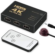 Garpex Commutateur HDMI 3 ports avec télécommande Ultra HD 4k 3D