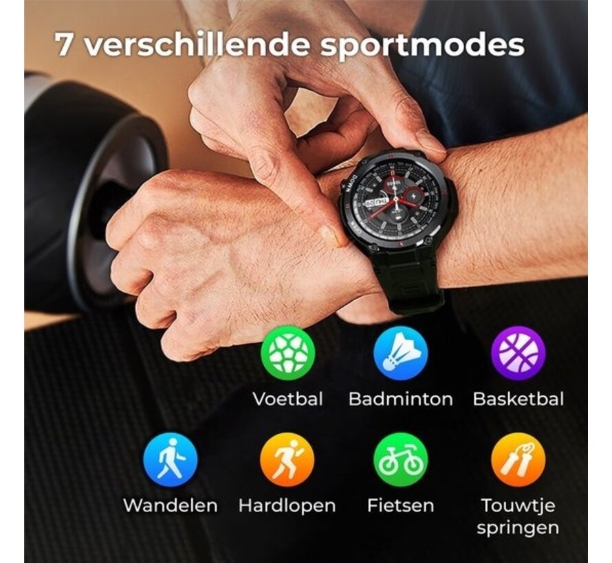 Nuvance - Smartwatch d'extérieur K22 - 45mm - Ecran tactile - Etanche IP67 - Hommes, femmes et enfants - iOS & Android