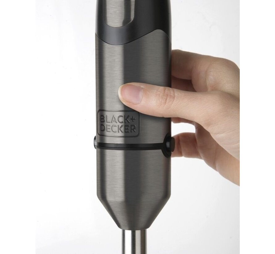 Mixeur plongeant multifonctions avec blender et fouet  - Black+Decker - 1000 W - acier inoxydable - BXHBA1000E