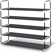 LifeGoods LifeGoods Shoe Rack - 5 couches - Système de rangement pour 30 paires de chaussures - Plastique - Noir