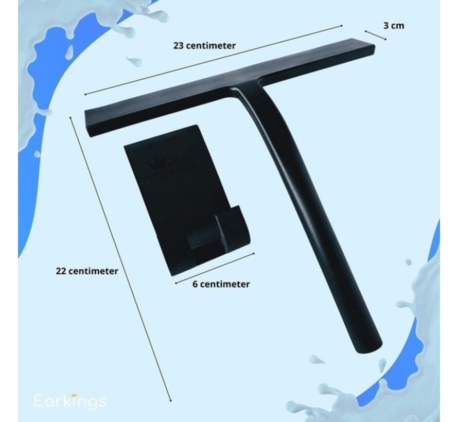 Essuie-glace de douche noir avec support Essuie-vitre - Tracteur de douche - Essuie-glace de douche - Tracteur de douche - Essuie-glace de douche | EarKings