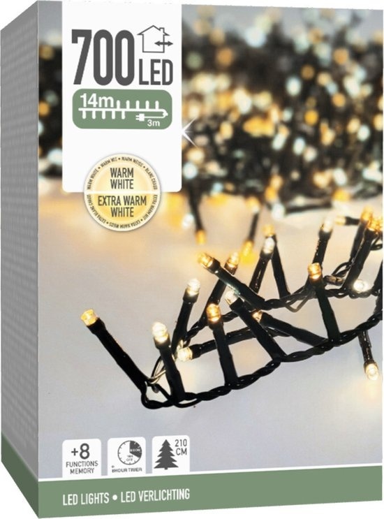 Guirlande de Noël intérieure et extérieure 700 LED blanc chaud 14 m