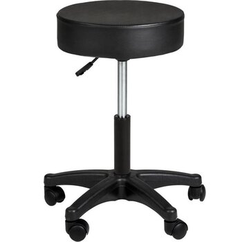 Tectake Tabouret à roulettes - noir - réglable en hauteur - 402537