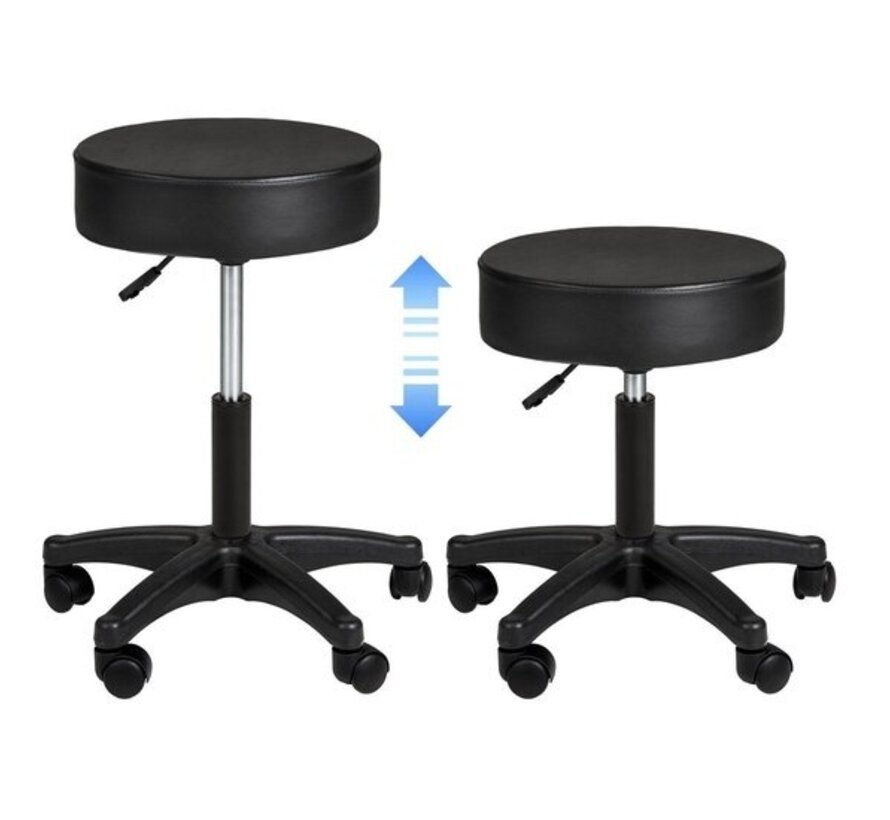 Tabouret à roulettes - noir - réglable en hauteur - 402537