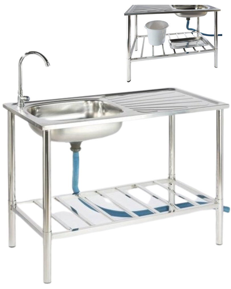 Evier de cuisine - Garten - Evier d'extérieur - acier inoxydable - Evier pour Camping -100 x 50,5 x 87 cm