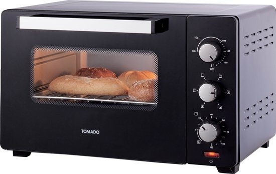 Four Tomado - Mini Four portable - 30 L- 1600 watts - Air chaud - 3 niveaux d'encastrement - Noir