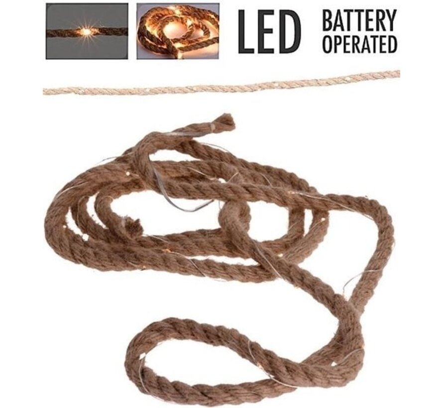 Corde en toile de jute avec lumières LED - 1,50 mètre