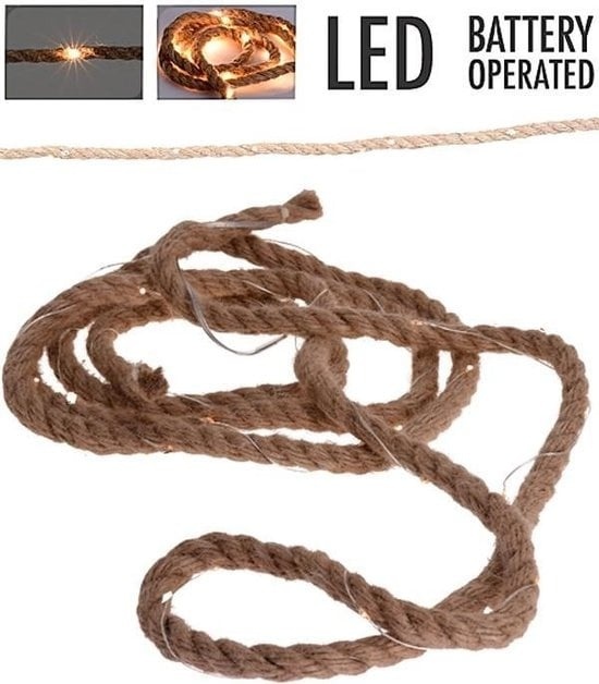 Corde en toile de jute avec lumières LED - 1,50 mètre