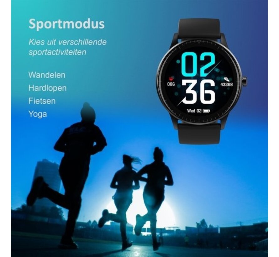 Denver Smartwatch - 5 cadrans - Appels/SMS - Activité sommeil - Fréquence cardiaque, Pression artérielle, Mode sport - IP67 - SW173 - Noir