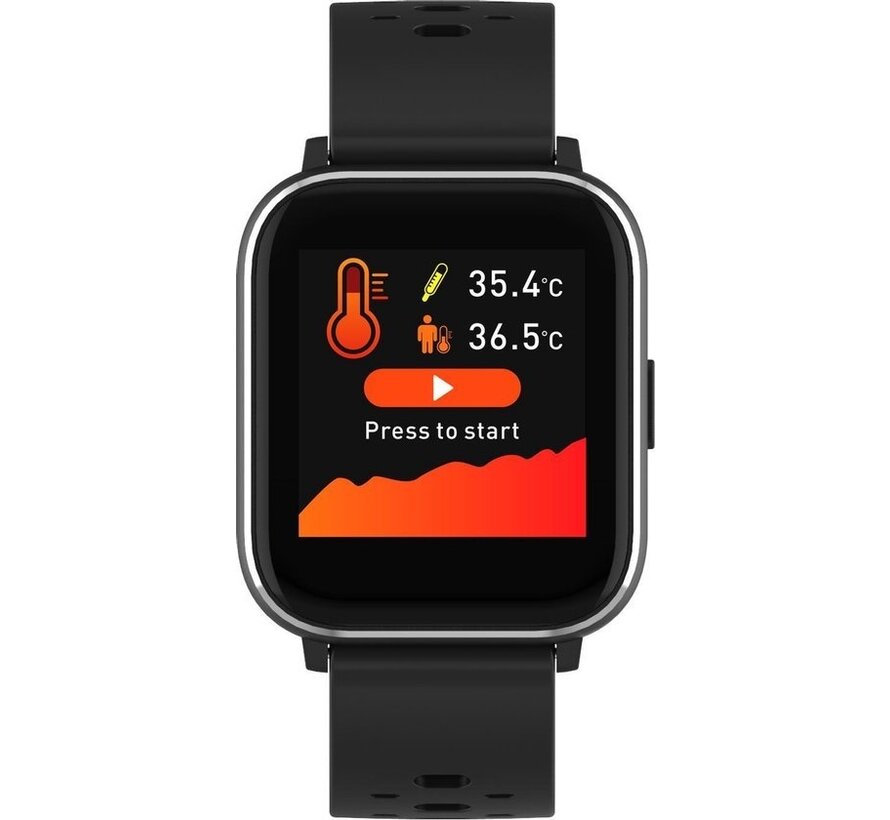 Denver SW-162 - Smartwatch - Montre de sport - Montre - Moniteur de fréquence cardiaque - Moniteur de température - Convient à iOS et Android - Noir