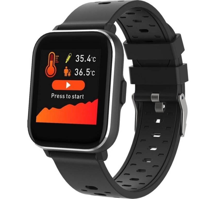 Denver SW-162 - Smartwatch - Montre de sport - Montre - Moniteur de fréquence cardiaque - Moniteur de température - Convient à iOS et Android - Noir