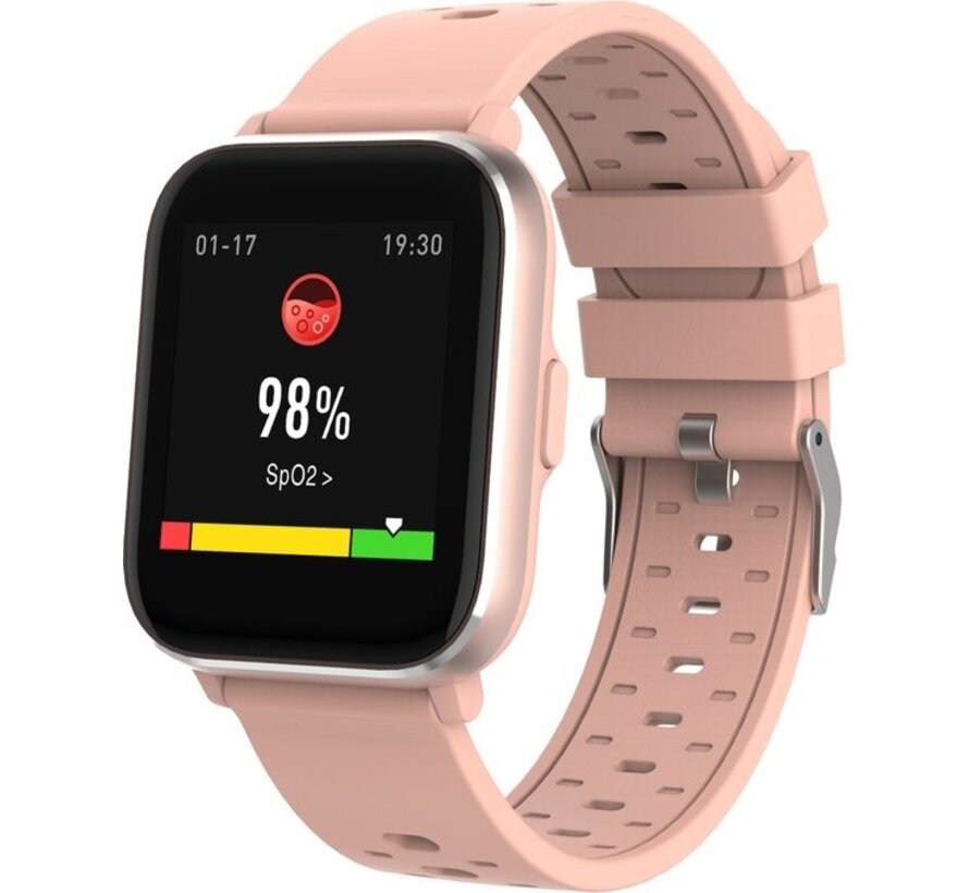 Denver Smartwatch - Podomètre - Notification d'appel/SMS - Activité de sommeil - Ecran 1,4'' - Fréquence cardiaque, Moniteur de pression artérielle, Mode sport - IP68 - SW165 - Rose