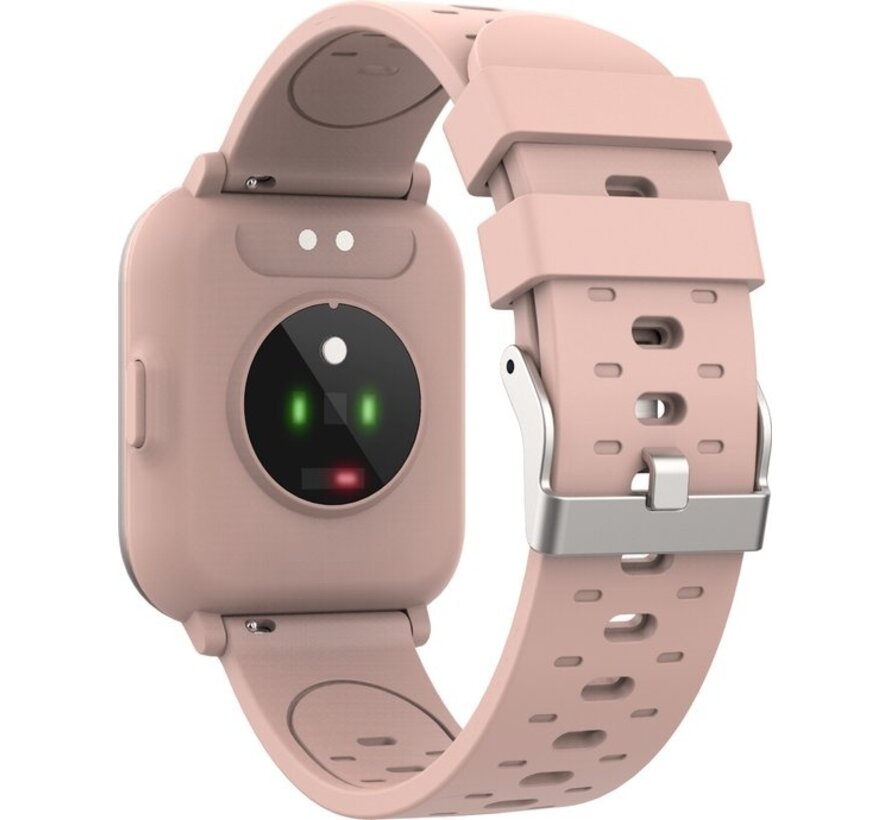 Denver Smartwatch - Bouton facile à retourner - Podomètre - Appels/SMS - TUYA app - Activité du sommeil - Fréquence cardiaque, Moniteur de tension artérielle, Mode sport - IP68 - SW164 - Rose