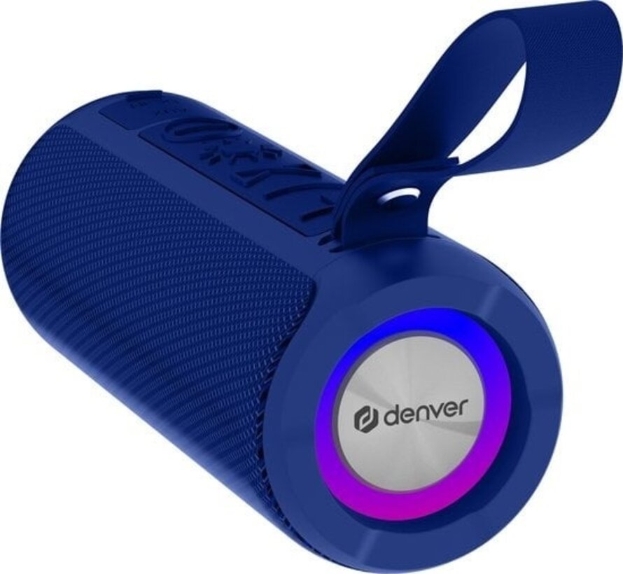 Denver Enceinte Bluetooth sans fil - Effets de lumière - Boîte à musique - Appairage TWS - BTV213 - Bleu