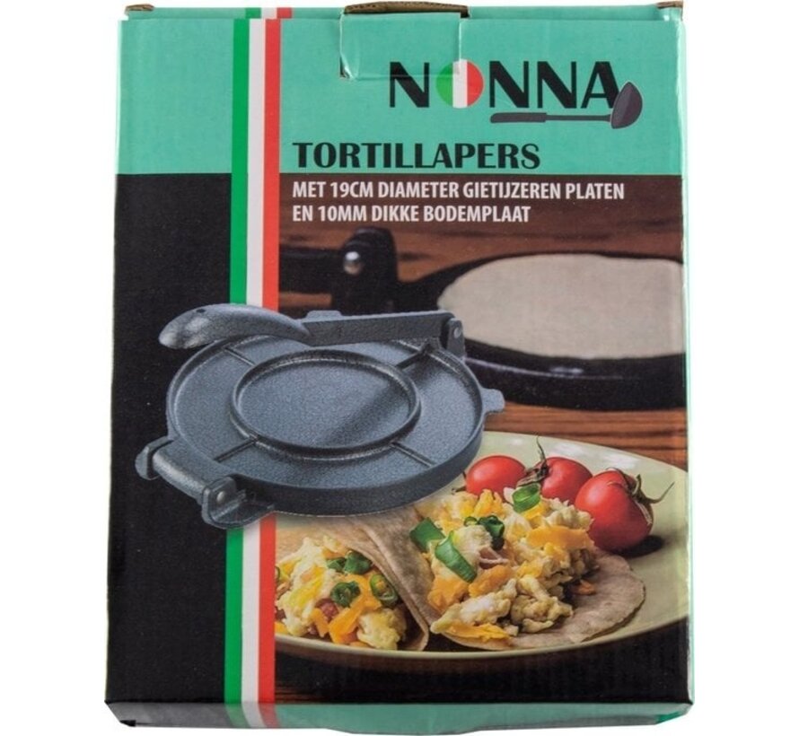 Presse tortilla Nonna Ø20 cm - 100% fonte - Appareil à rôti - Presse tortilla