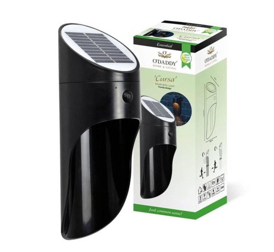 O'DADDY® Cursa lampe de jardin solaire - applique murale avec 90 lumens et capteur