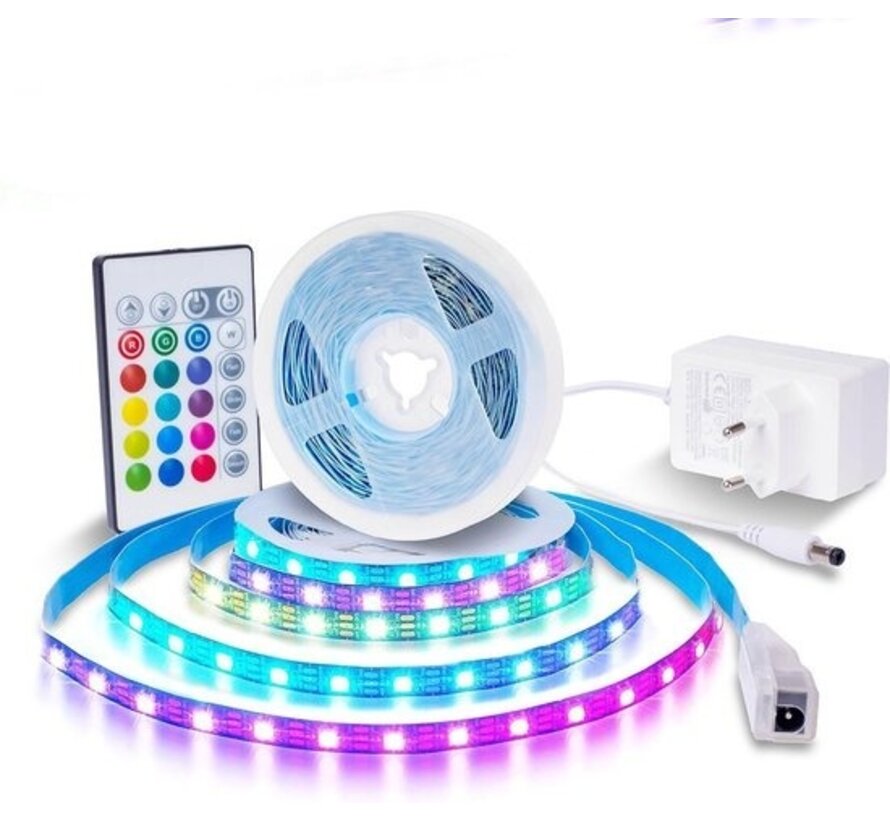 Bande LED LifeGoods - 5 mètres - 16 couleurs - 4 modes - avec contrôleur