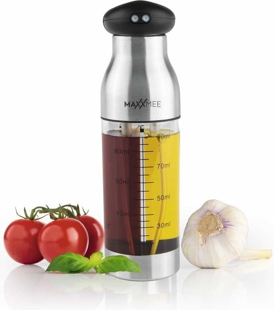 MAXXMEE Vaporisateur 2 en 1 pour le vinaigre et l'huile, 200 ml, acier inoxydable, noir