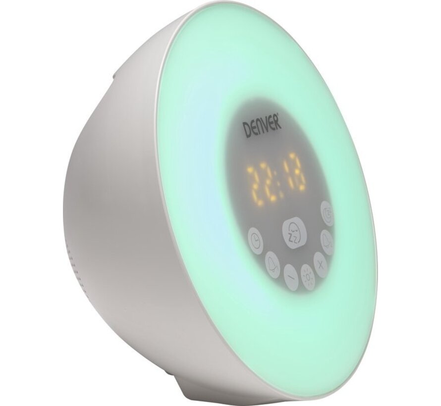 Denver CRLB-400 - Radio-réveil - Lumière d'éveil - Lumière d'ambiance - Bluetooth - Blanc